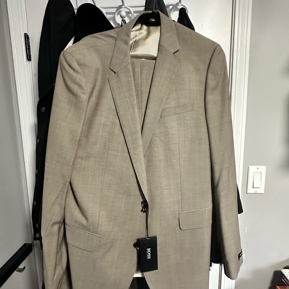Hugo Boss tan suit